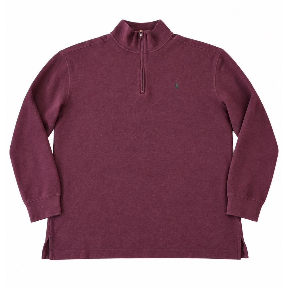 Vintage Polo Ralph Lauren 3XLT Tall Burgundy Quarter-Zip Cotton Pullover